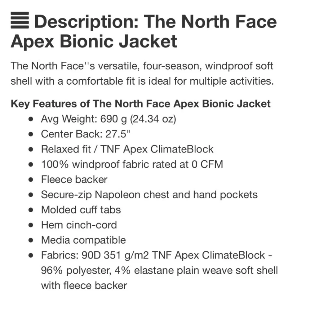 The North Face Apex Bionic Jacket Green S